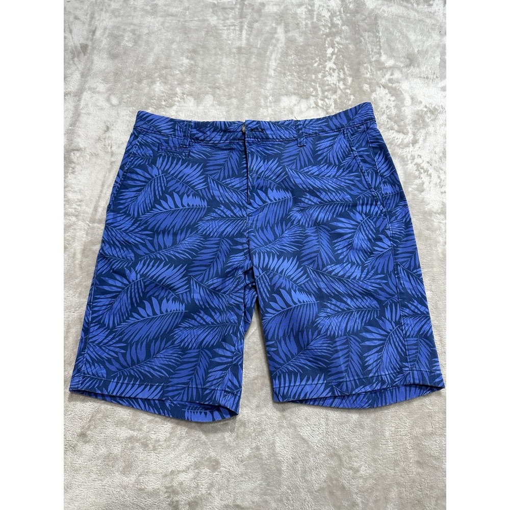 Johnnie O Shorts Mens 34 Blue Floral Hawaiian Chino Bermuda Casual Pockets